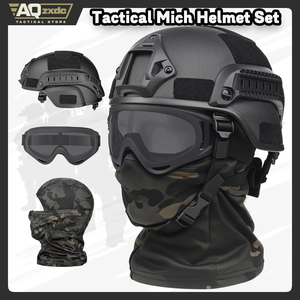 

Airsoft Helmet Tactical Helmet,Airsoft Mask Mesh,Elastic Balaclava Mask, Anti Fog Airsoft Goggles, Tactical Full Face Protection