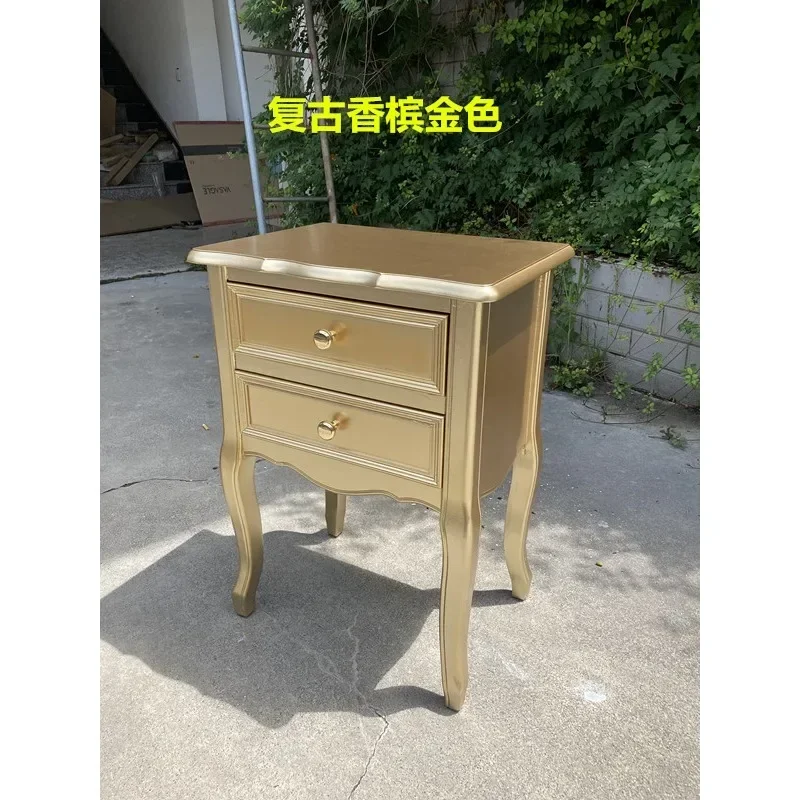 European and American Nordic light luxury high-end gray bedside table metal handle drawer complete storage cabinet