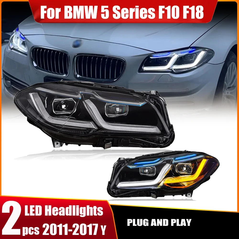 2pcs Car Lights for BMW F10 LED Headlights Projector Lens 2010-16 F18 520i 525i 530i F11 Front DRL Signal Automotive Accessories