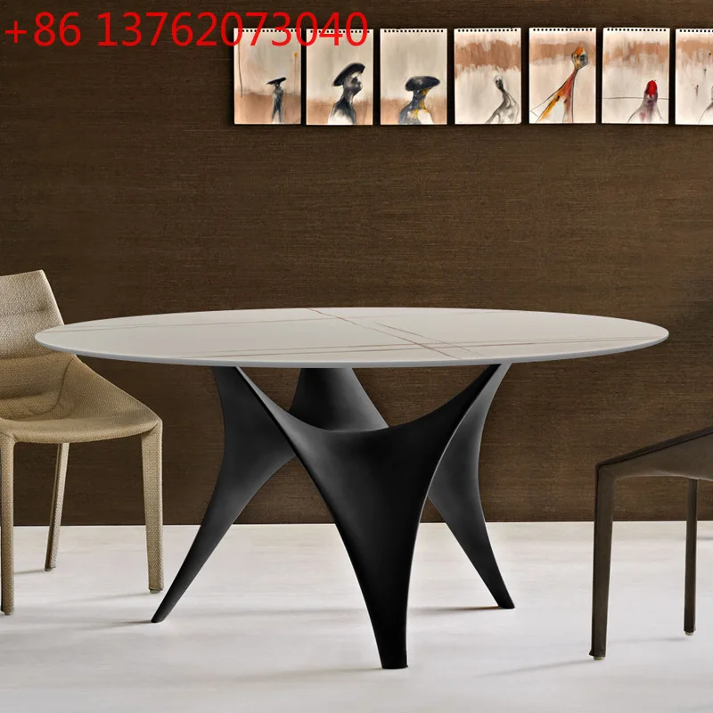 

Обеденный стол в скандинавском стиле, простой современный креативный мраморный круглый стол