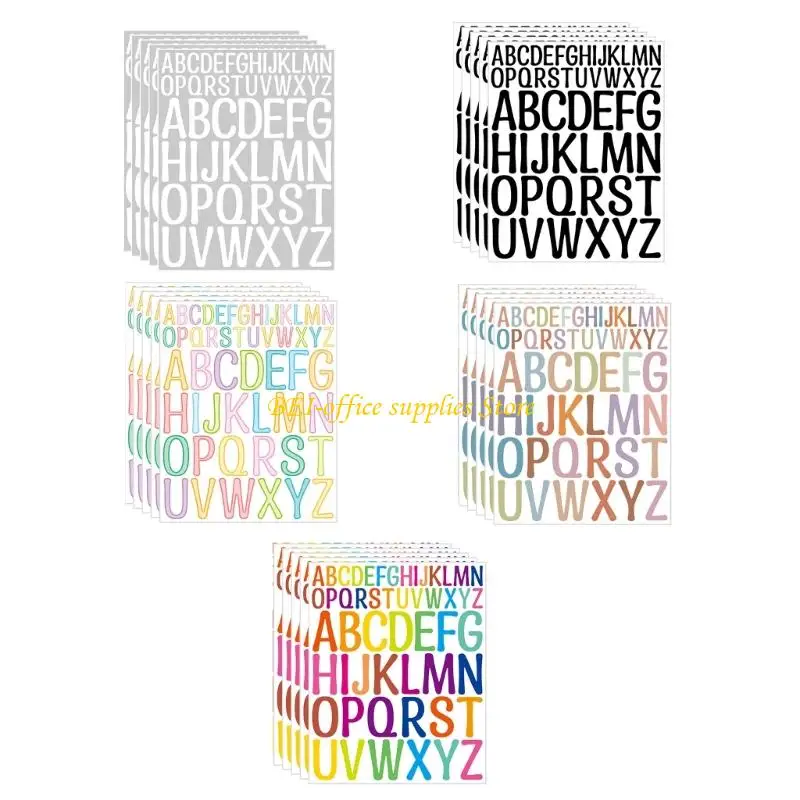 

A9LC 5 Sheets Waterproof Letter Sticker Alphabets Sticker Decal Reward Sticker Letter Decal Decorative Sticker for Journal