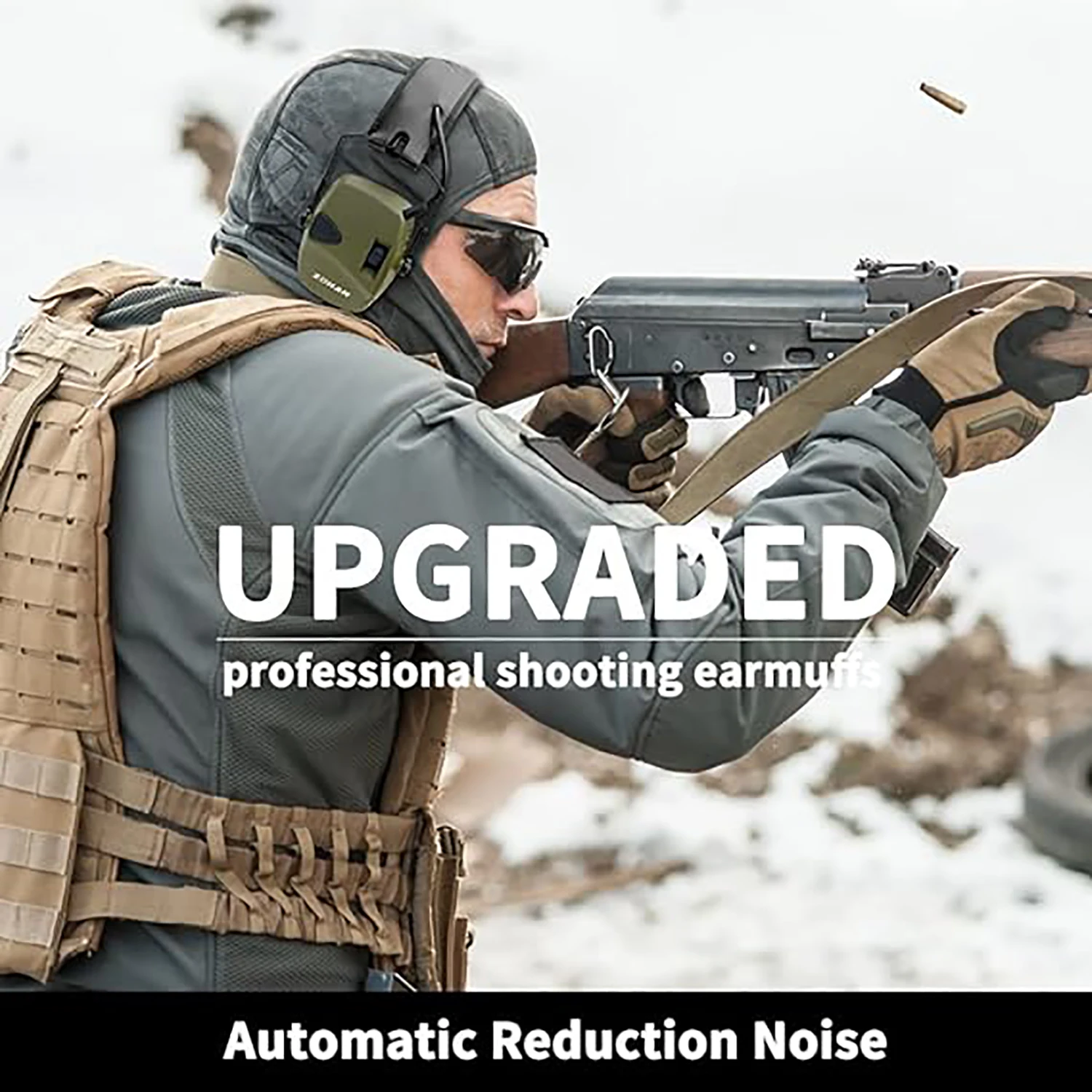 ZOHAN-Electronic Ear Protector Tactical Headphone Hunting Ear Defender Active Noise Reducing Earmuffs Hearing Protection Outdoor