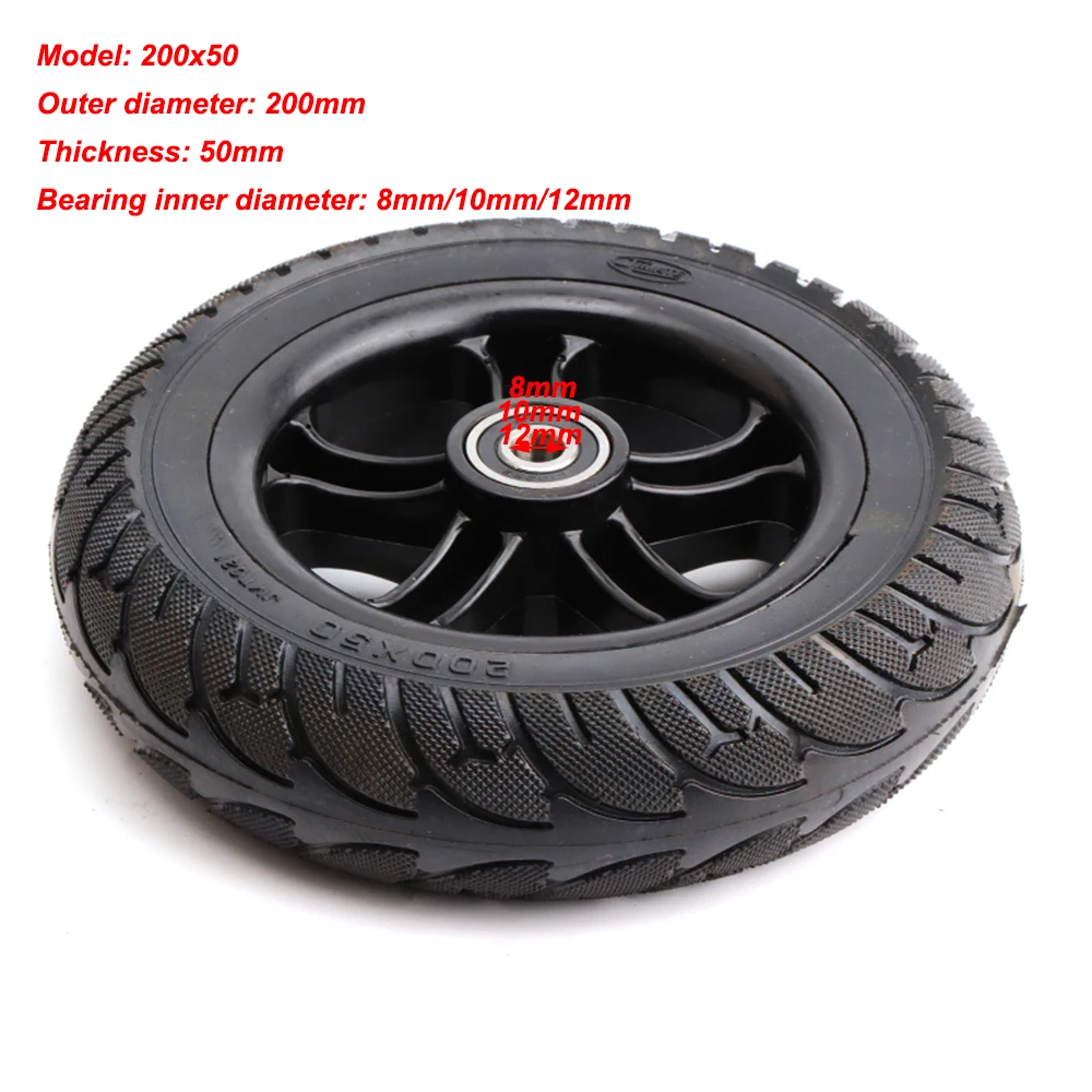 1pcs Wheel 200x50 Solid Tire Wheel Fit For Electric Scooter Balance Car Explosion-proof Puncture Proof Tubeless Tyre Parts
