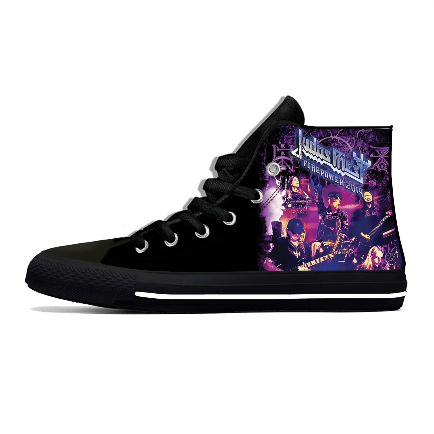 

Hot Summer Judas Priest Rock Band Metal Novelty Design High Top Canvas Shoes Men Women Casual Sneakers Classic Board Shoes