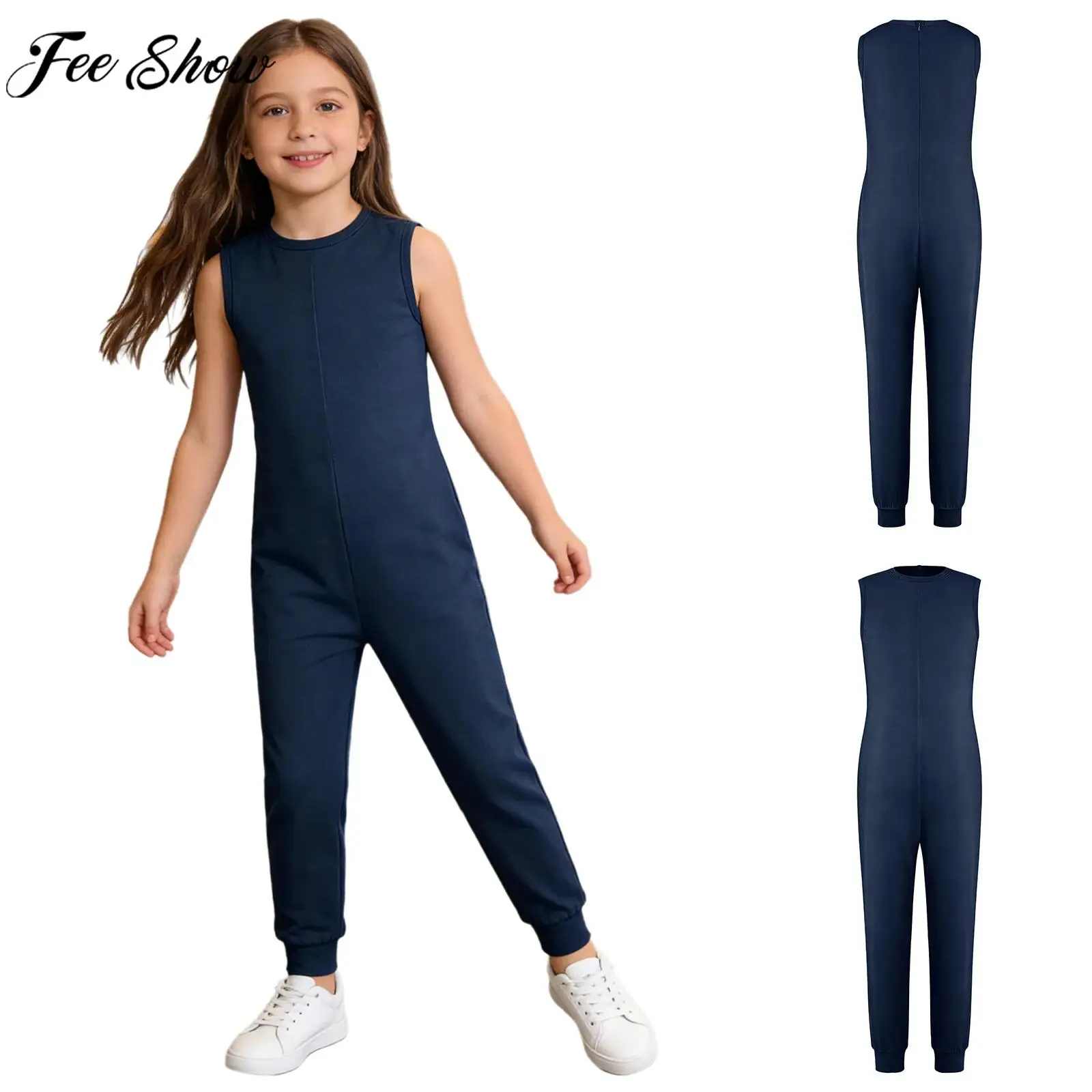 Children Autism Special Needs Adaptive Clothing Anti-Strip Jumpsuit Sleeveless Back Zipper Solid Bodysuit Homewear Sleepwear