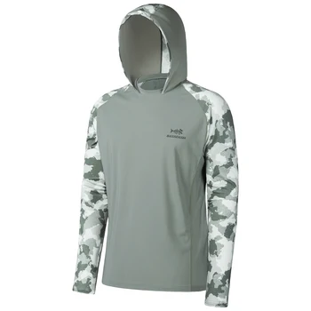 Bassdash Men's UPF 50 Performance 낚시 셔츠 Cooling Hoodie Camo 긴 소매 FS17M 