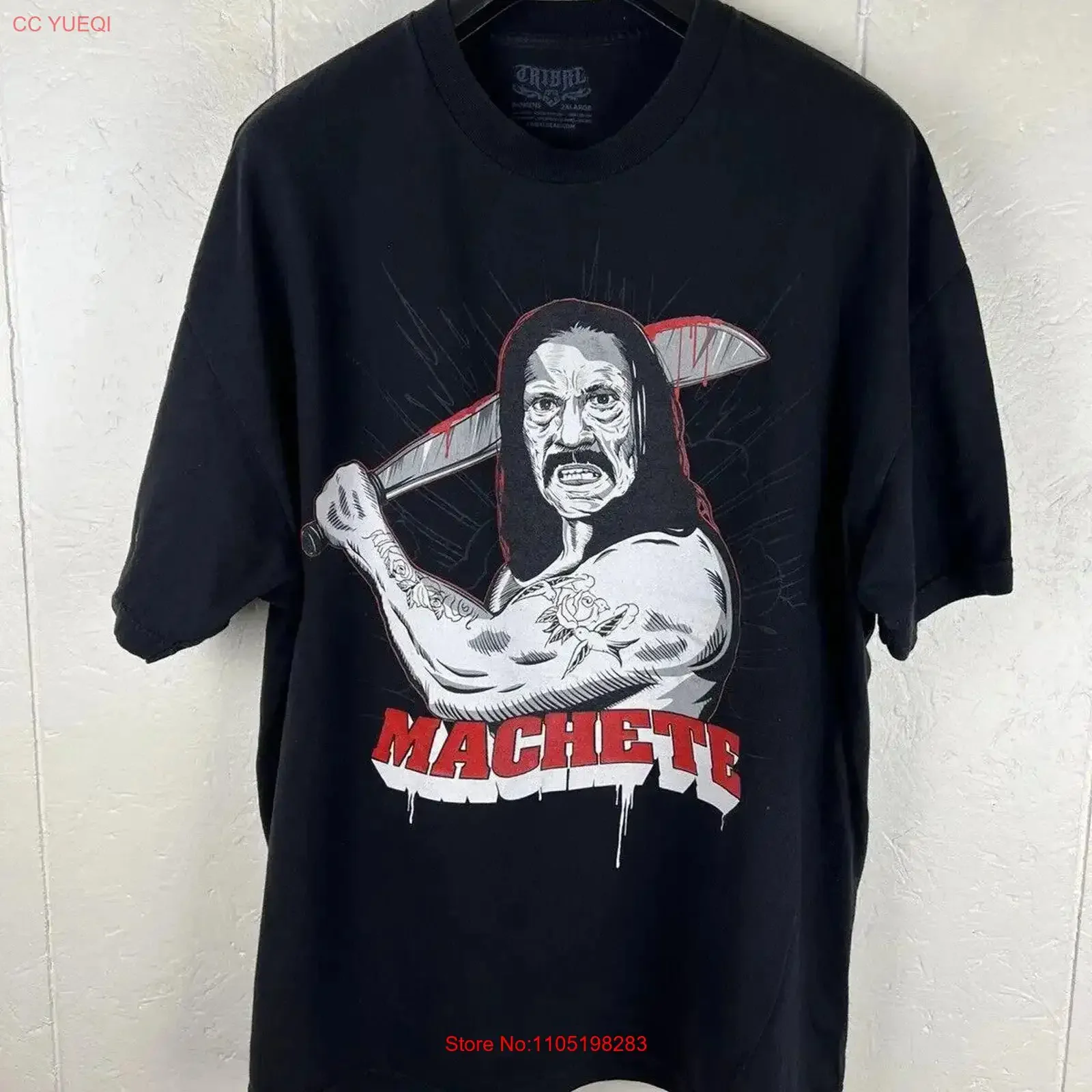 

Machete T Shirt Women's 2XL Black Crew Neck Stretch Pullover vintage Washed graphic Casual Top For Everyday Wear Versatile