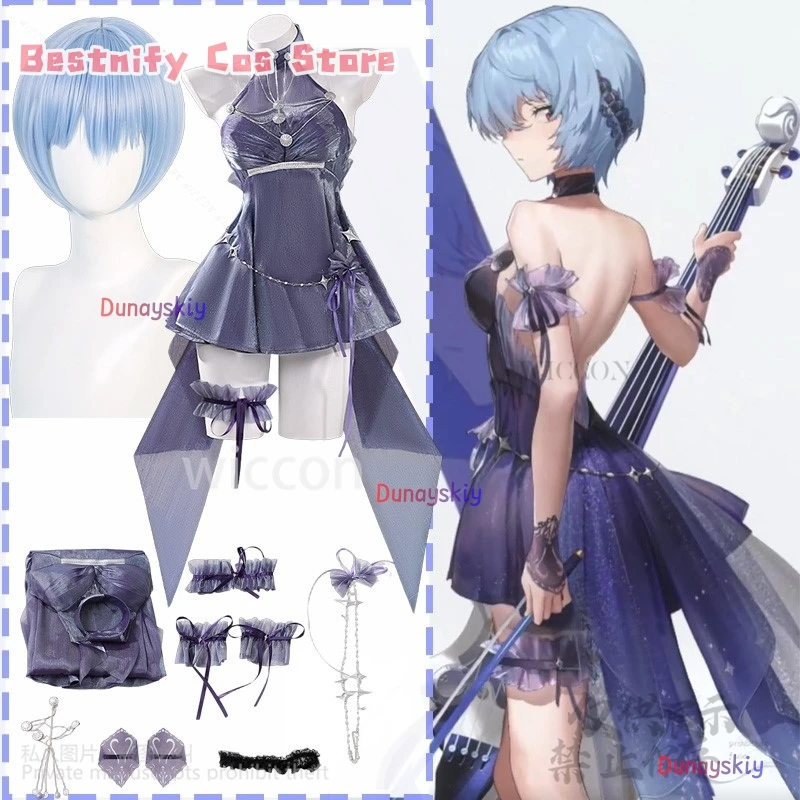 

КосплейАниме-игра NIKKE:The Goddess Of Victory Косплей Ayanamii Rei Костюм Сексуальное Фиолетовое Платье Y2K Лолита Kawaii Парики Cos Customi