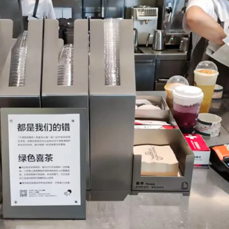 

Барная коробка для салфеток из нержавеющей стали, кофейня, соломенная крышка для чашки, коробка для хранения ложки, магазин чая с молоком, коммерческий настраиваемый логотип