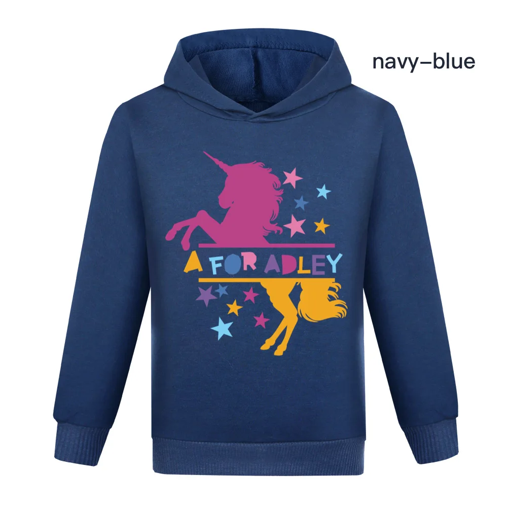 New A for Adley Girls Hoodies Sweatshirt Children Long Sleeve Outerwear Print Cartoon Baby Boy Tshirt Autumn Coats Kids Clothes