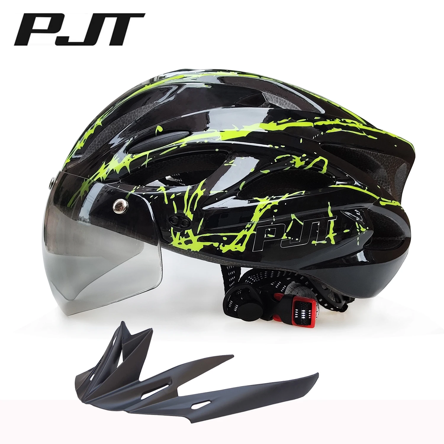 Bike Helmet With Sun Visor And Lens Adult Cycling Helmets Fit 57-62cm Lightweight Breathable Colorful Bicycle Helmet Accessories