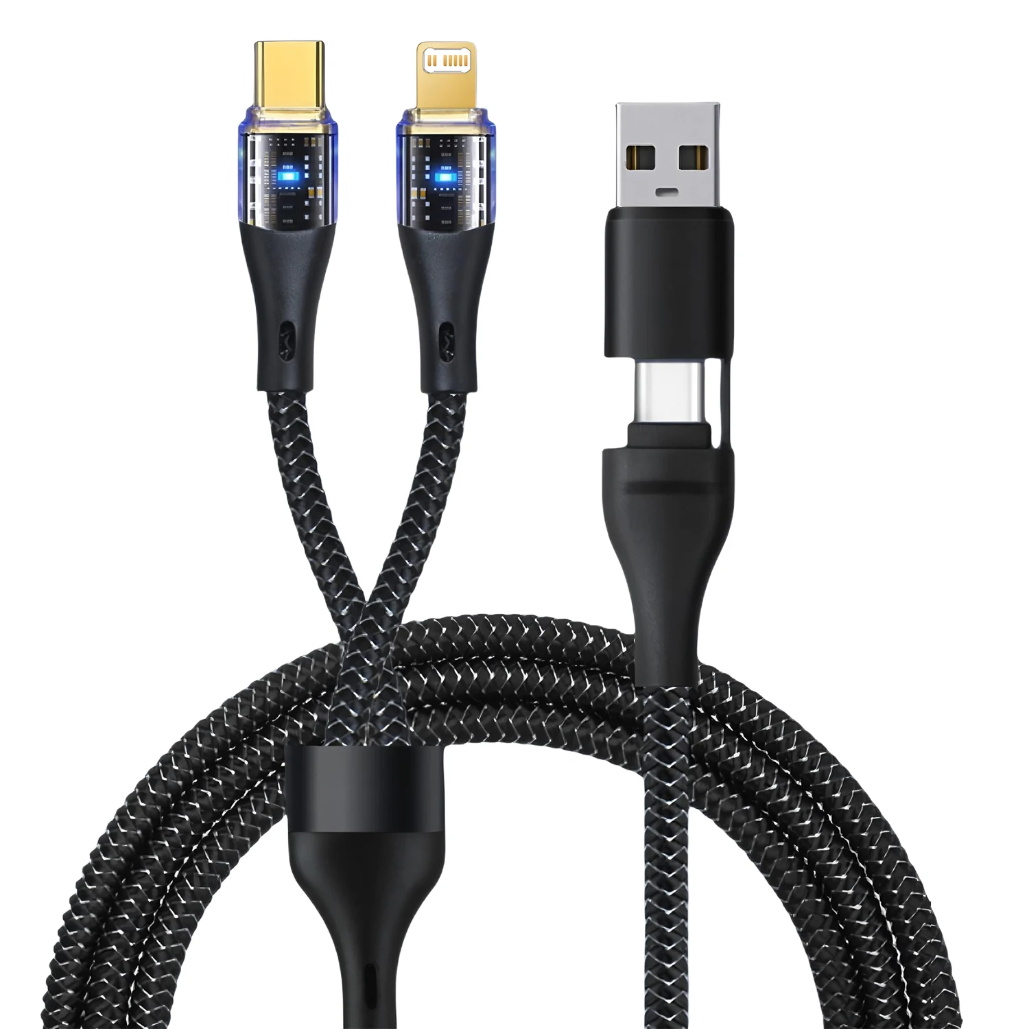 240W 2 in 2 Multi-function Mobile Phone Data Cable PD Fast Charge Cable Charger 4 in 1 for Samsung Huawei Xiaomi iPhone PD Cable