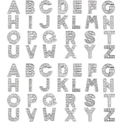 52Pcs Alphabet A-Z Letter Slide Charm Rhinestone Beads 8mm Hole Slide Alphabet Letters for 8mm Slide Wristbands/Bracelets,