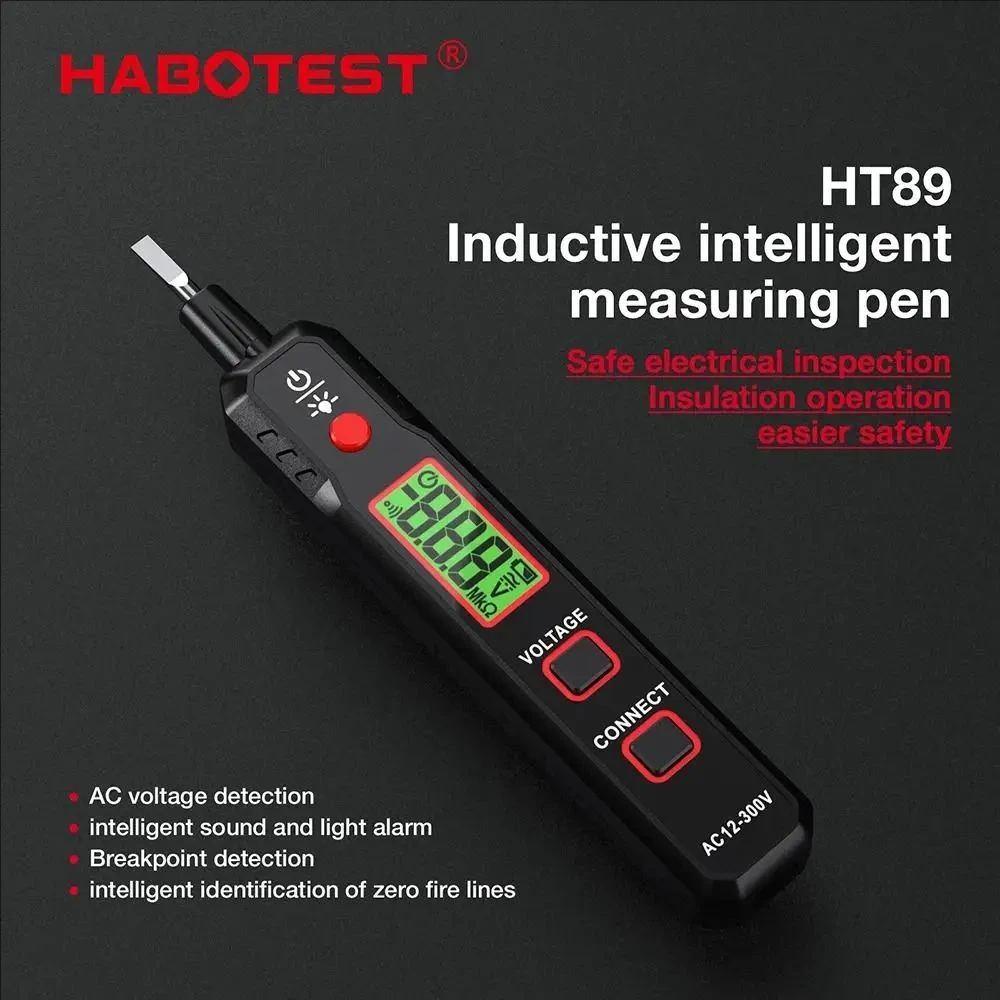 HT89 LED Non-Contact Voltage detector indicator Profession Smart test pencil Live/phase wire Breakpoint NCV Continuity Tester