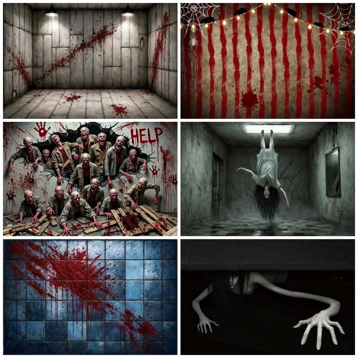 Yeele Halloween Photography Background Blood Splatter Wall Zombie Ghost Haunted House Party Portrait Background Photo Studio