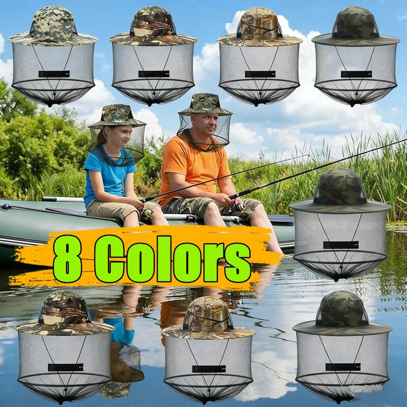 

New Mosquito Hat With Hidden Net Mesh Repellent Protect Insect Bee Protection Men Women Outdoor Sunscreen Fishing Caps Foldable