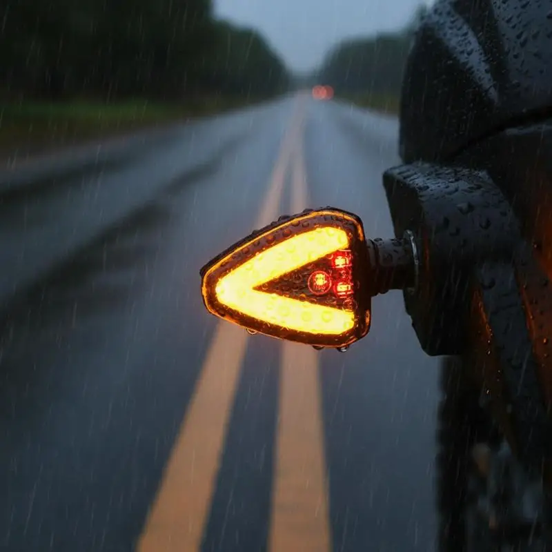 Motorcycle LED Turn Signal Light DC 12V Mini Anti-collision Warning Lamp for Off-road & Street Motorbike Modification