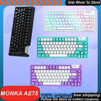 Monka Ae75 Mechanical Keyboard Wireless Bluetooth 3mode 81keys Pbt Hot-Swap Rgb Customized Laptop Gaming Keyboard Pc Accessories