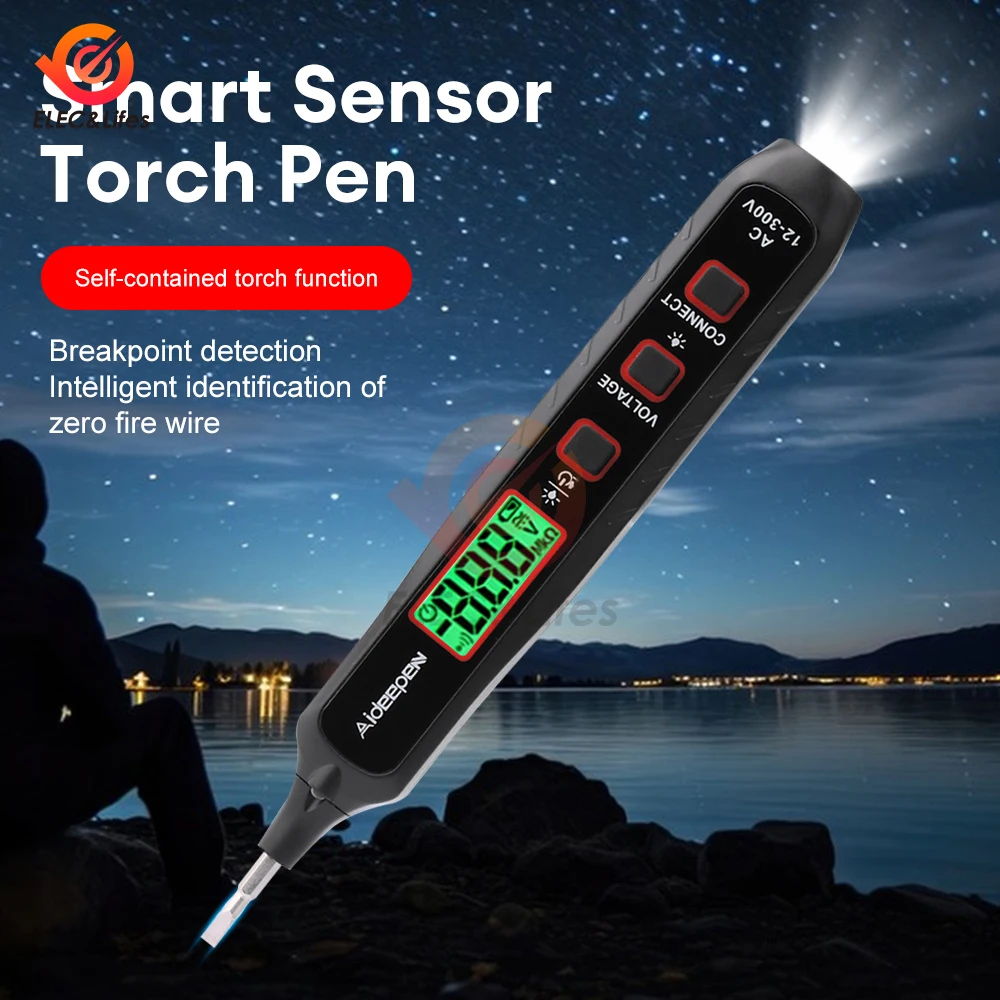 JL-01 AC 12-300V sensor cerdas, pena uji tegangan Digital Lcd multifungsi, pena uji Alarm warna ganda suara dan cahaya
