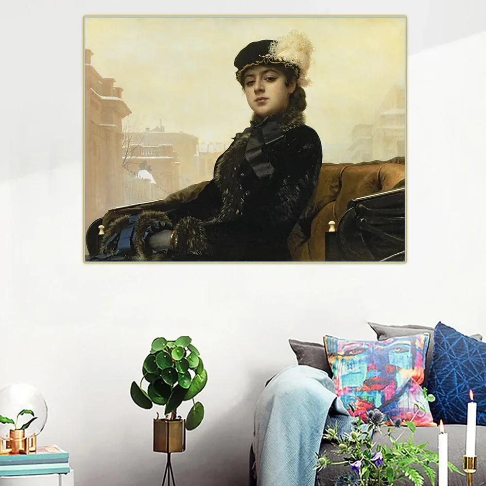 Citon Ivan Kramskoy《Portrait of an Unknown Woman, 1883》Canvas Art Oil Painting Famous Artwork Picture Wall Decor Home Decoration