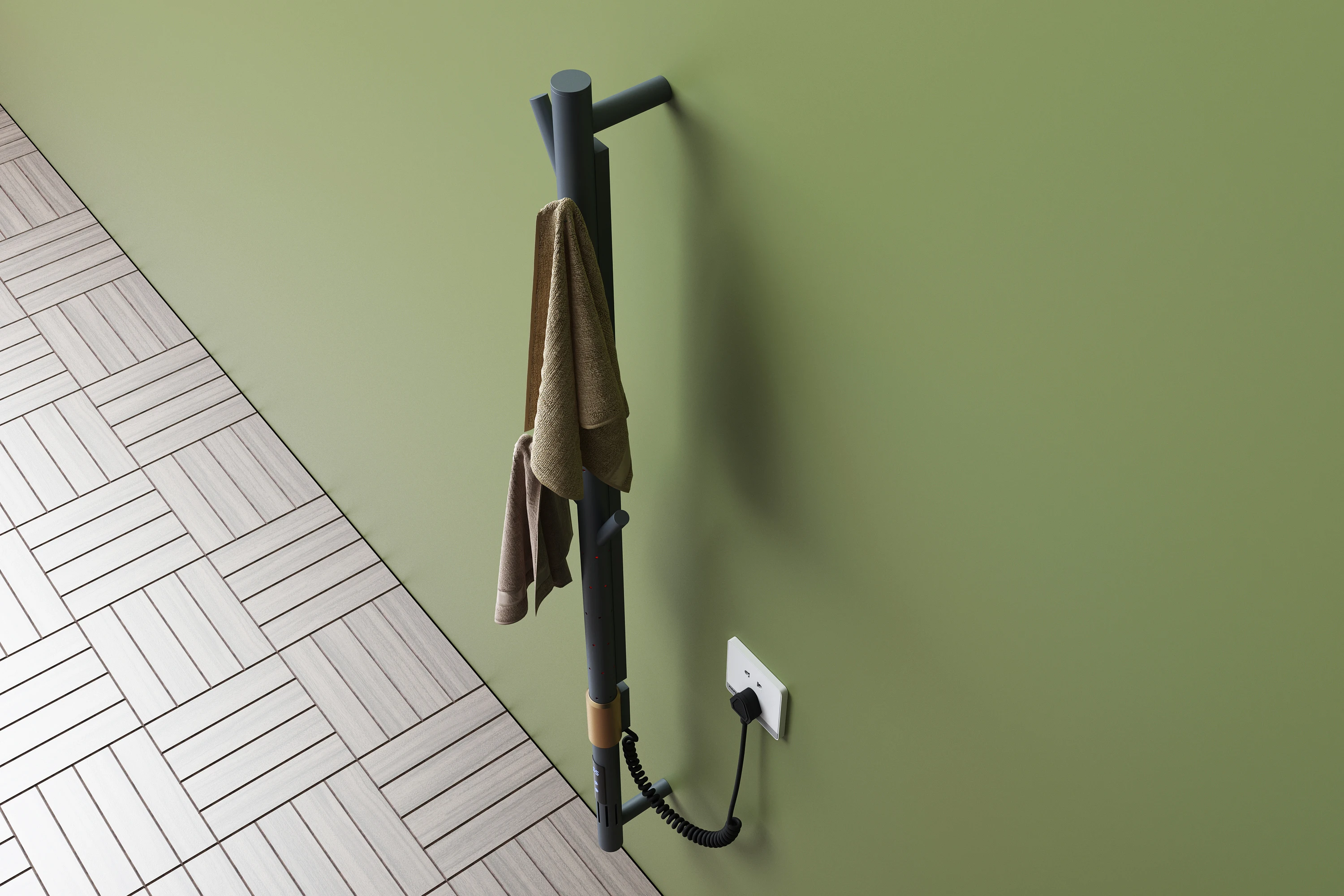 Bathroom Equipment Electric Towel Rack 1.2M Meter  Temperature Time Control Smart Home Heated Grey Gold Towel Rail Towel Warmer