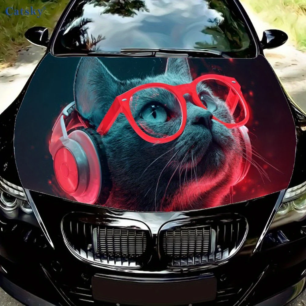 

Cool Cat print,car hood stickers,PVC waterproof Self adhesive car hood sticker,car hood decoration protection stickers,Auto Acce