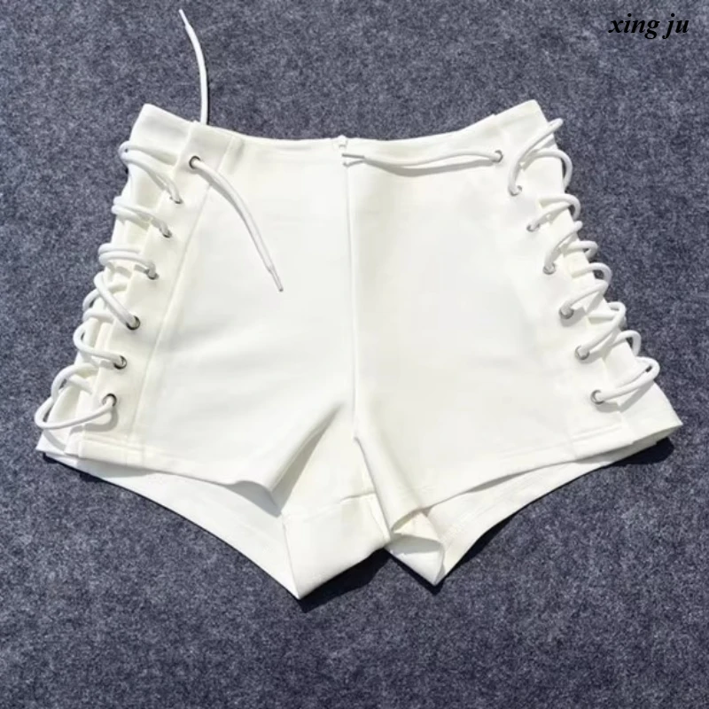 Nuove donne Festival musicale Abbigliamento Costume di scena Moda Vita alta Pantaloncini attillati con lacci Jazz Dancewear Discoteca DJ Ballerino Wear