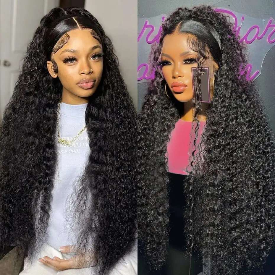 Wig keriting rambut manusia gelombang dalam HD 13x4 Wig renda depan Wig rambut manusia gelombang air 4x4 penutup renda 200% 13X6 HD Wig Frontal