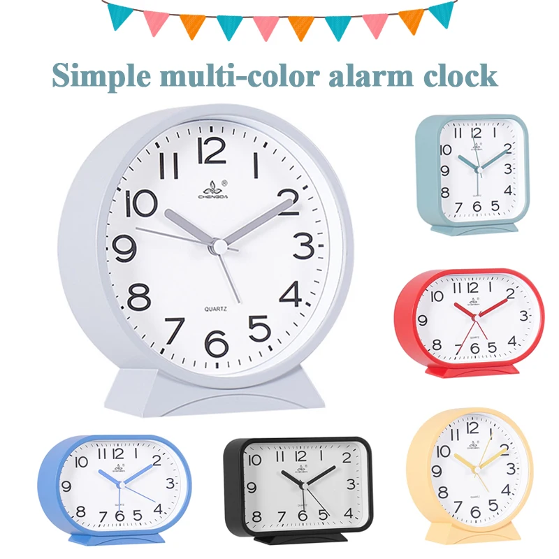 6 Color Desk Alarm Clock Bedside Clock Quartz Clock Kids Student Alarm Clock Small Alarm Clock Home Office Decor Silent Clocking