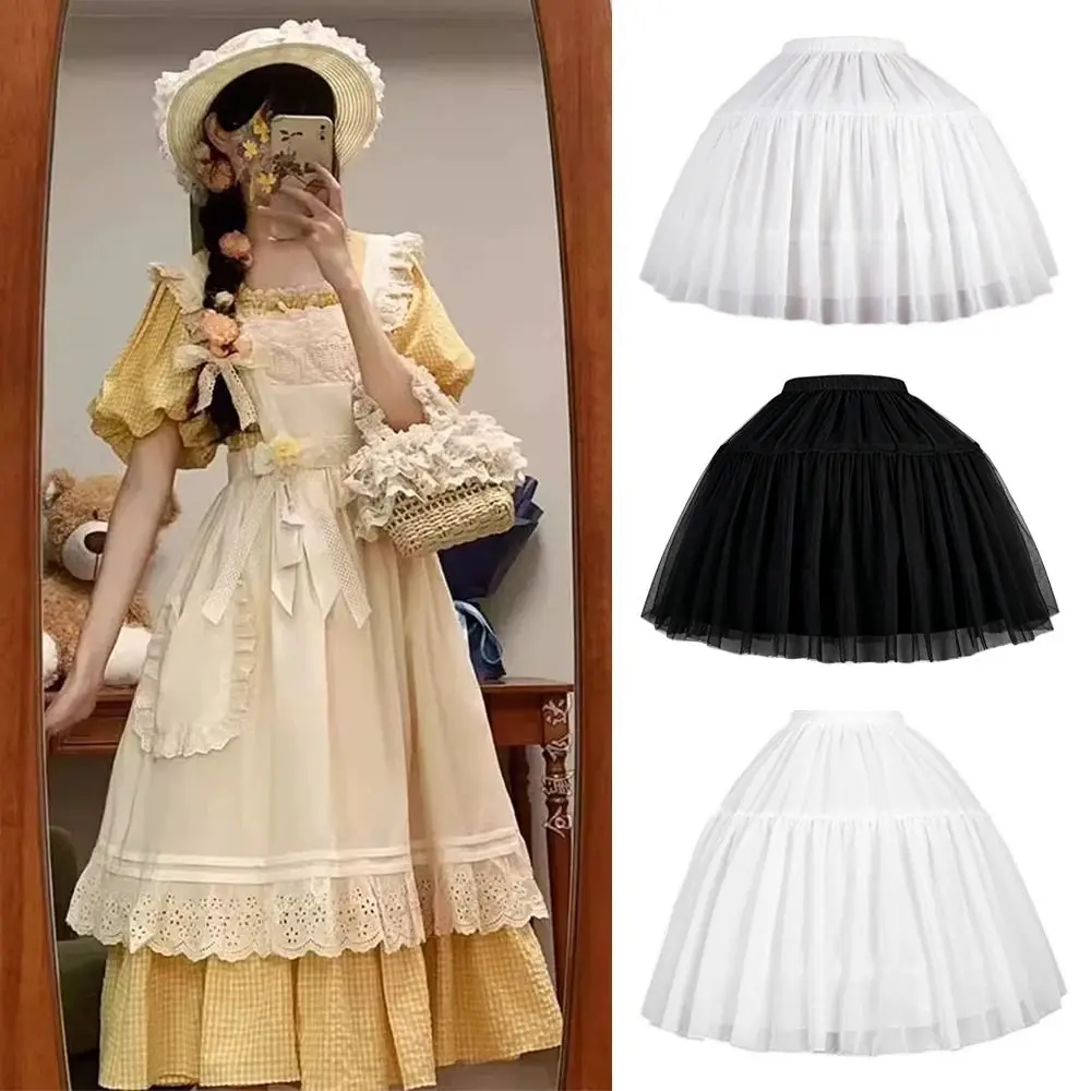Fashion Lolita Petticoat With Hoop White Underskirt Crinoline Cosplay Adjustable Crinoline Skirt Party Dress view 4