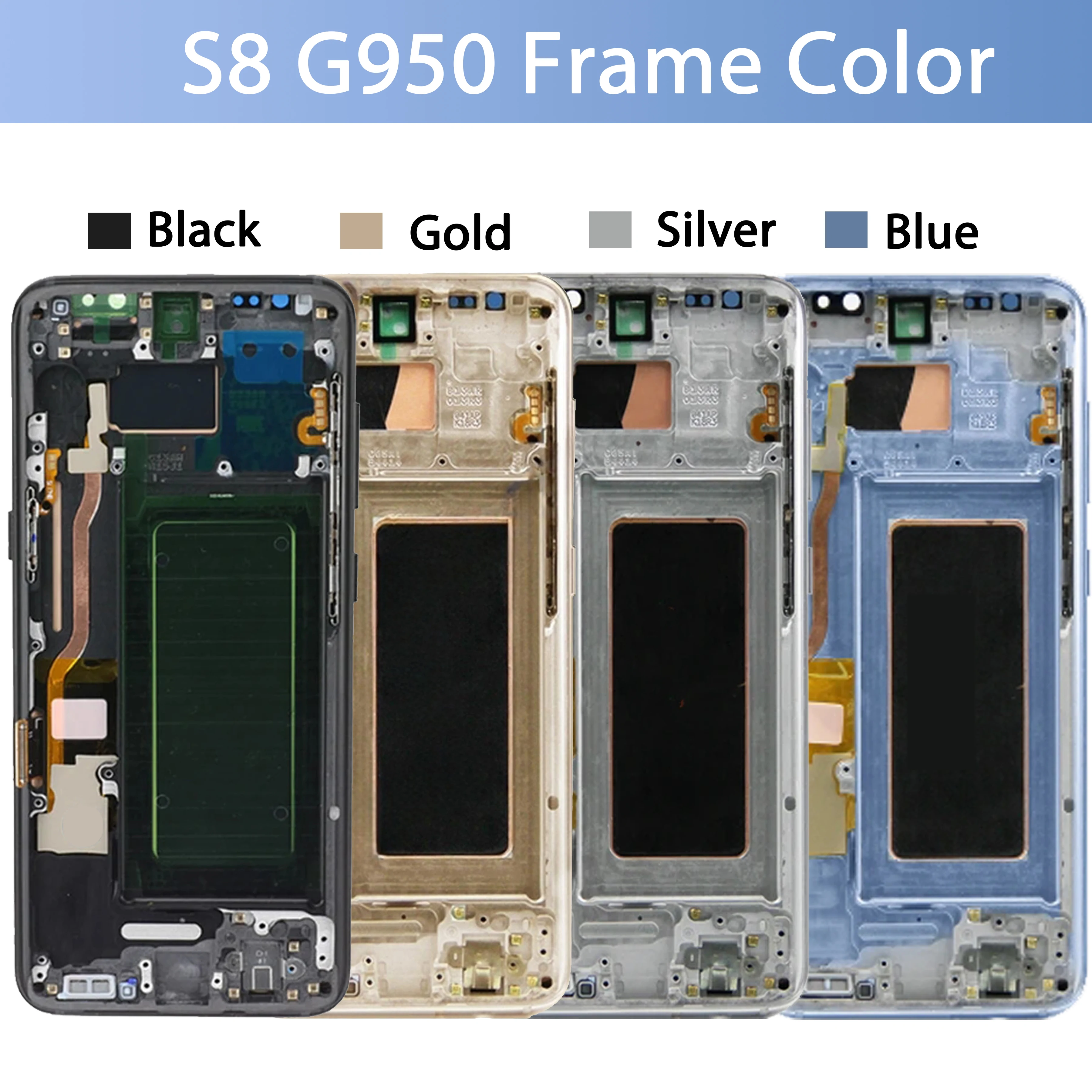 100% tests LCD For Samsung Galaxy S8 G950 G950F G950U Lcd With Frame Display Touch Screen Digitizer Repair Parts Free back cover