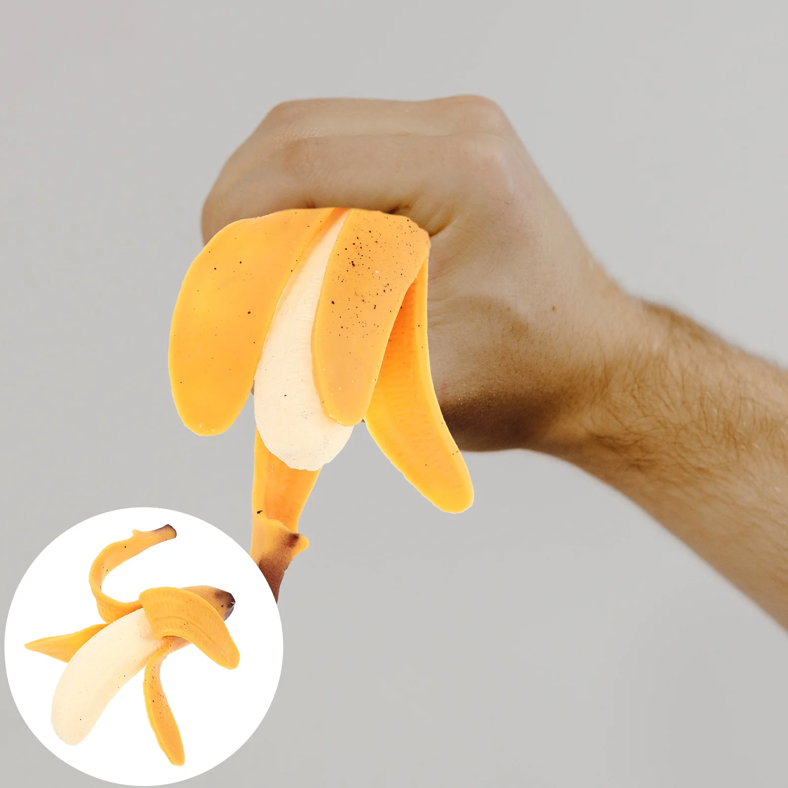2 Pcs Simulated Rubber Decompression Toy Stress Squeeze Banana Peel Fruit Shaped Anxiety Relief Party Favors Fun Stretch