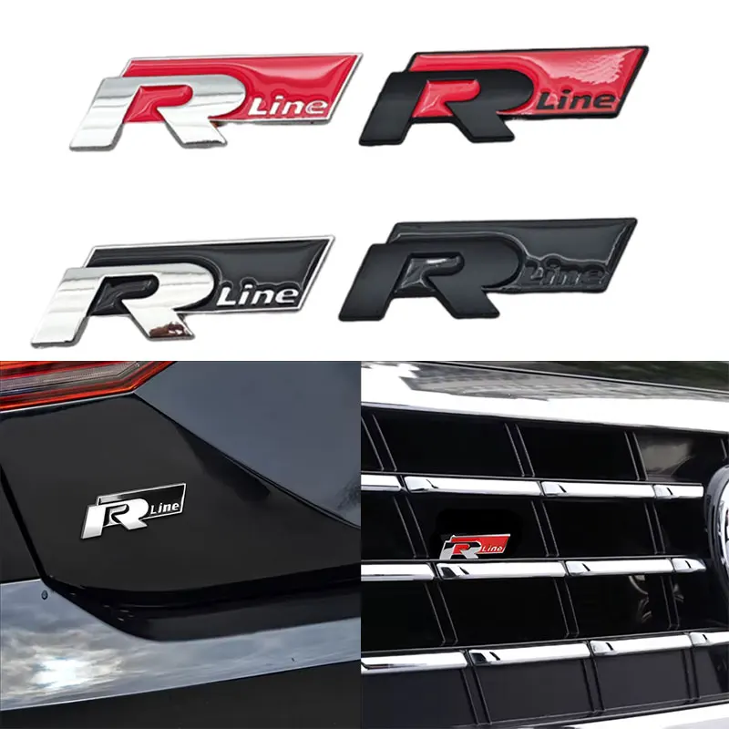 3d Metal Rline Logo R Line Emblem Car Front Grille Badge Rear Trunk Sticker For VW Golf 7 5 6 4 Passat B6 Mk4 Tiguan Mk7 Touareg