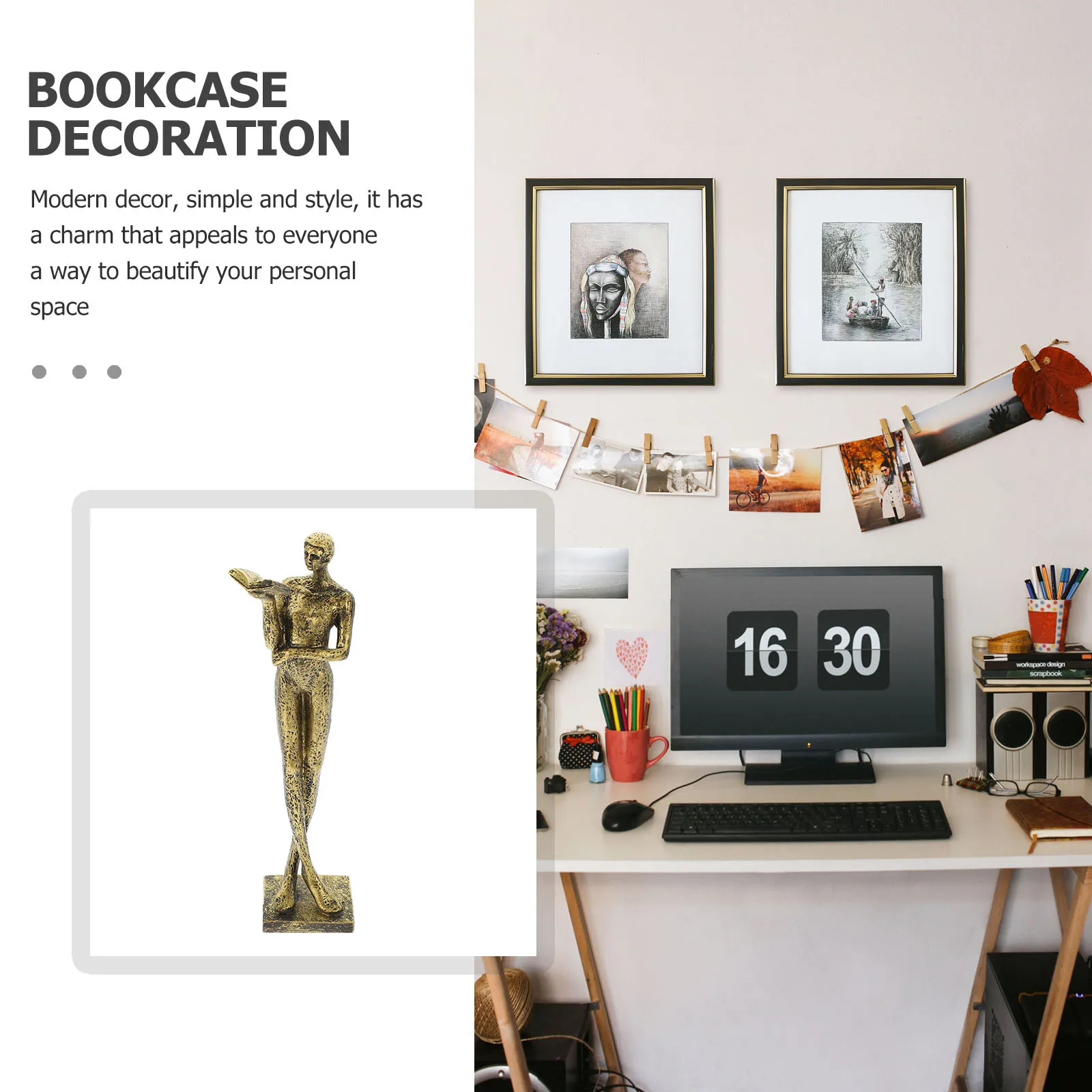 1pc Reading Man Statue Abstract Resin Modern Home Decor Desktop Ornament For Living Room Bookshelf Shelf Craft Decoration