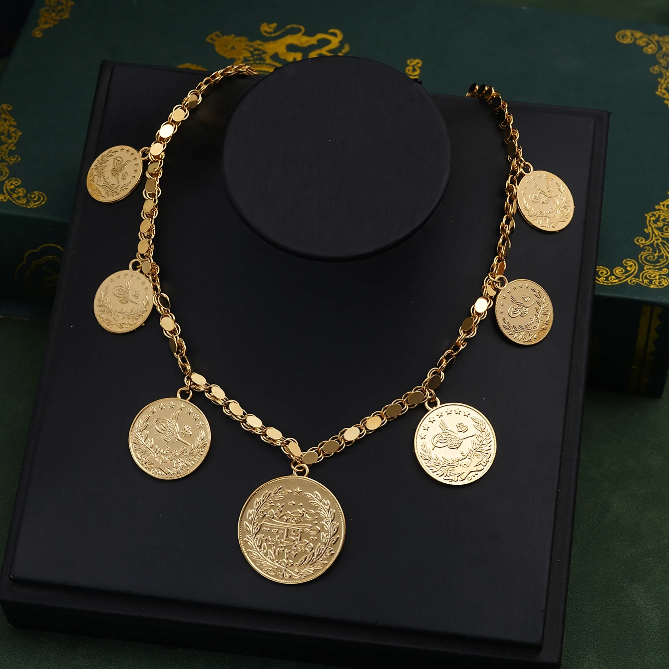 1 Necklace Arabic Wedding Jewelry Coin Gold Plated Pendant Gold Plated Handmade Chain Necklaces for Women Fashion Accessories