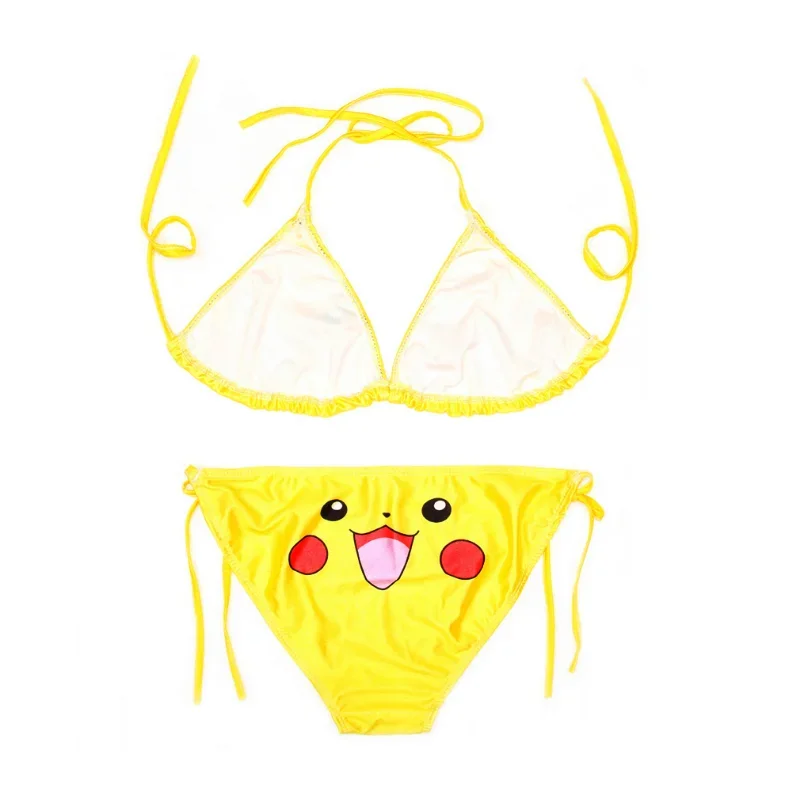 Été femmes maillots de bain Pikachus Biquini maillots de bain maillot de bain femme Kawaii à bretelles Bikini