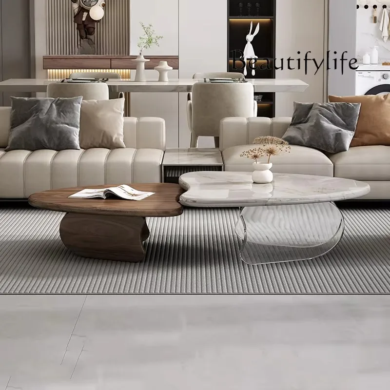 

X40 Marble Combination Small Apartment Living Room Coffee Table Household Modern Simple Solid Wood Coffee Table