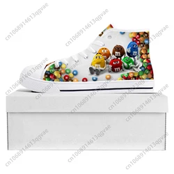 M Chocolate Cartoon High Top High Quality Sneakers Mens Womens Pop Teenager Canvas Sneaker Casual Couple Shoes Custom Shoe White