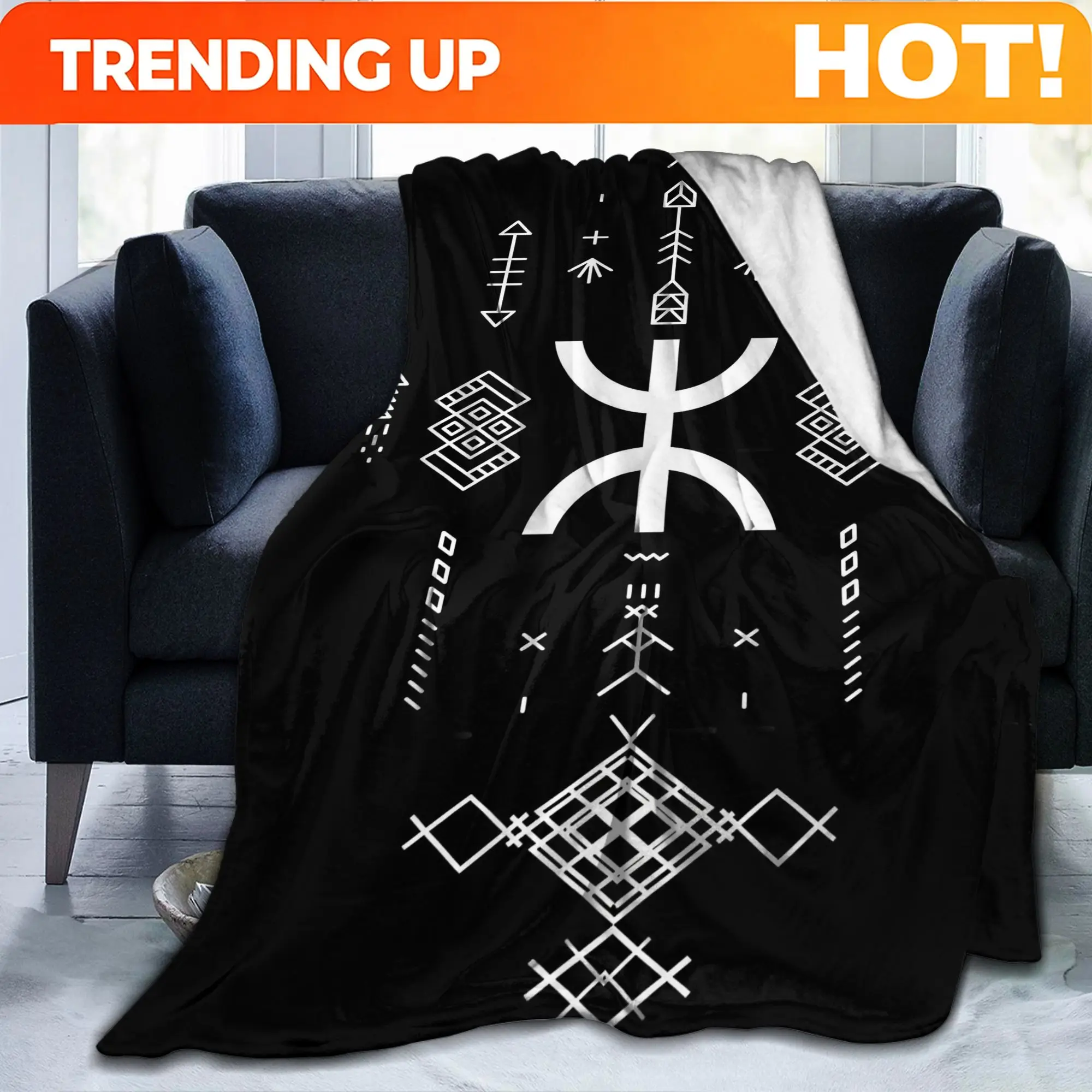 Customize The Iconic Symbols of Berber Amazigh Culture Are Represented in This Creatively Designed Ultra-Soft Flannel Blanket, P