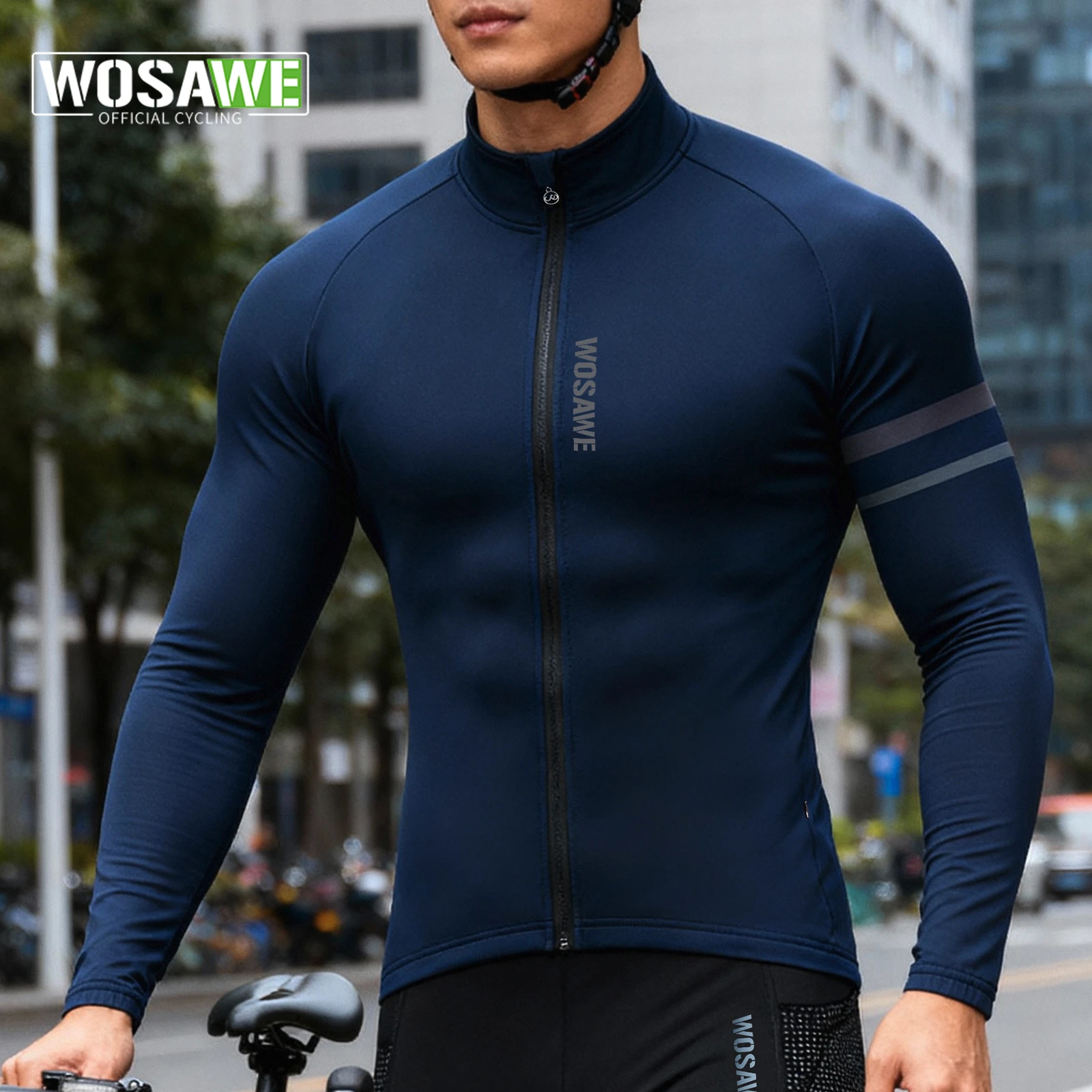 

WOSAWE мужская зимняя термовелосипедная куртка с длинными рукавами, флисовая куртка MTB, одежда для шоссейного велосипеда с 3 задними карманами, От 0 до 15 лет ℃