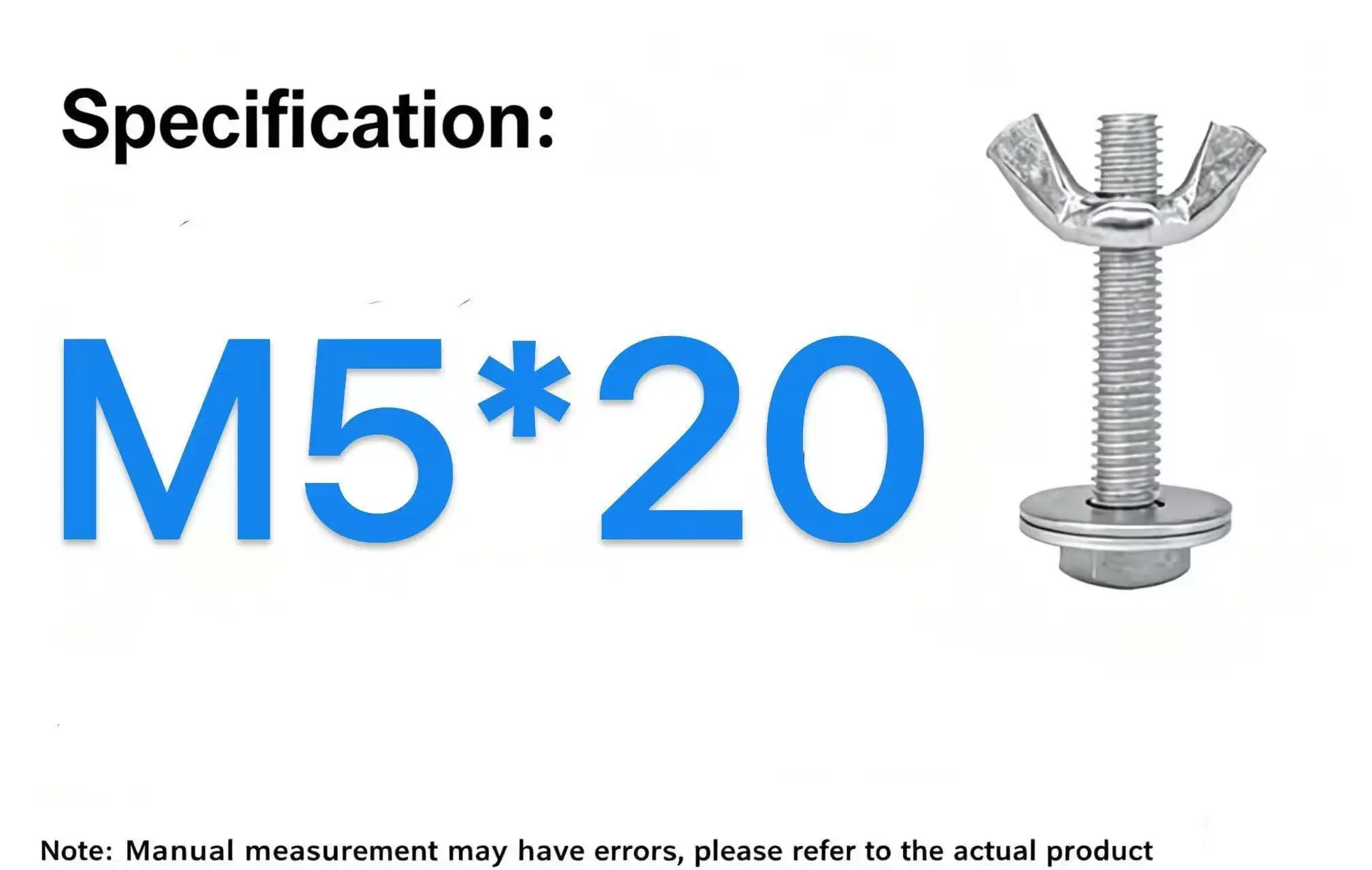 Wing Bolt Assembly Butterfly Hand Tightening Screw With Flat Washers Hex Nut  M5*20Scaffold Horse Stool Replacement Fixin