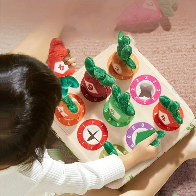 Montessori Toys Pull Carrot Sensory Toys for Babies Development Game Plush Carrot Matching Puzzle Educational Toys for Children