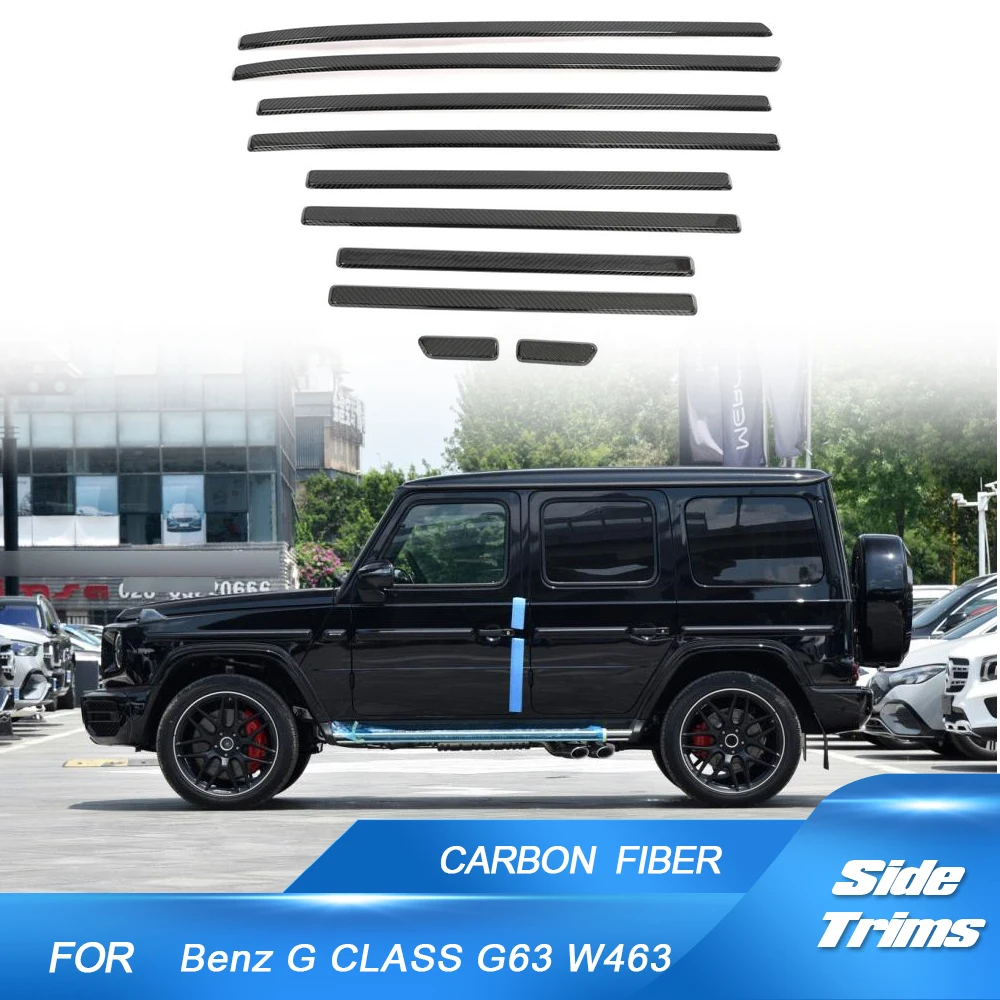 Car Body Side Molding Trims Prepreg Dry Carbon Cover for Mercedes Benz G-Class G63 W463 AMG Car Door Decoration Strip Side Trim