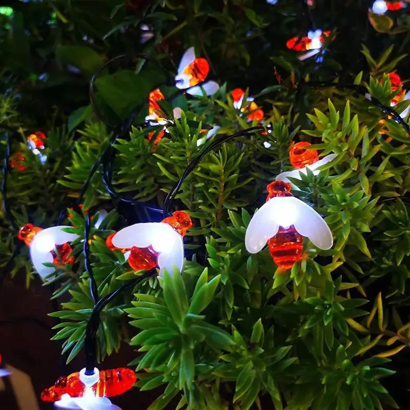 5 متر/7 متر/12 متر Led سلسلة ضوء أضواء الشمسية ل سياج حديقة ديكور عطلة الديكور ل خارج العسل النحل في الهواء الطلق الجنية الفناء #6