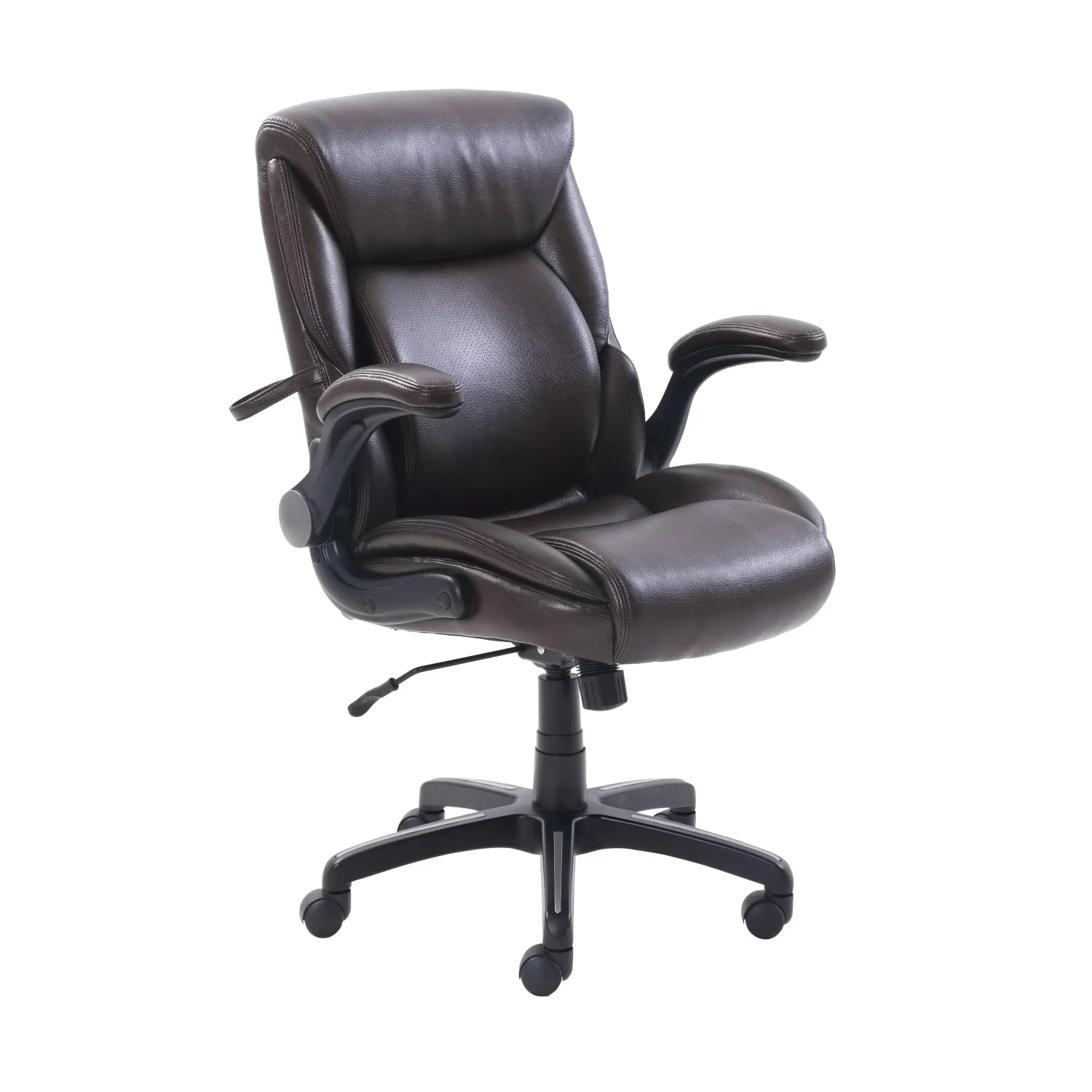 

Serta Air Lumbar Bonded Leather Manager Office Chair, Brown Faux Leather