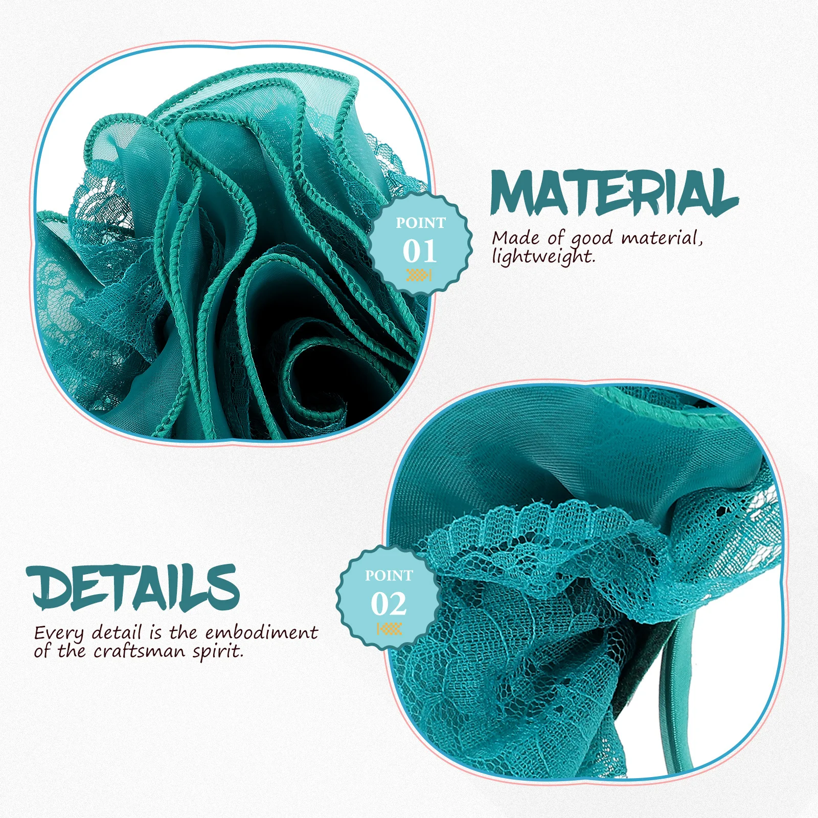 

Fashionable Large Floral Lace Headband Women Bridal Wedding Hair Accessories Party Cosplay Stage Decor Lightweight Comfortable