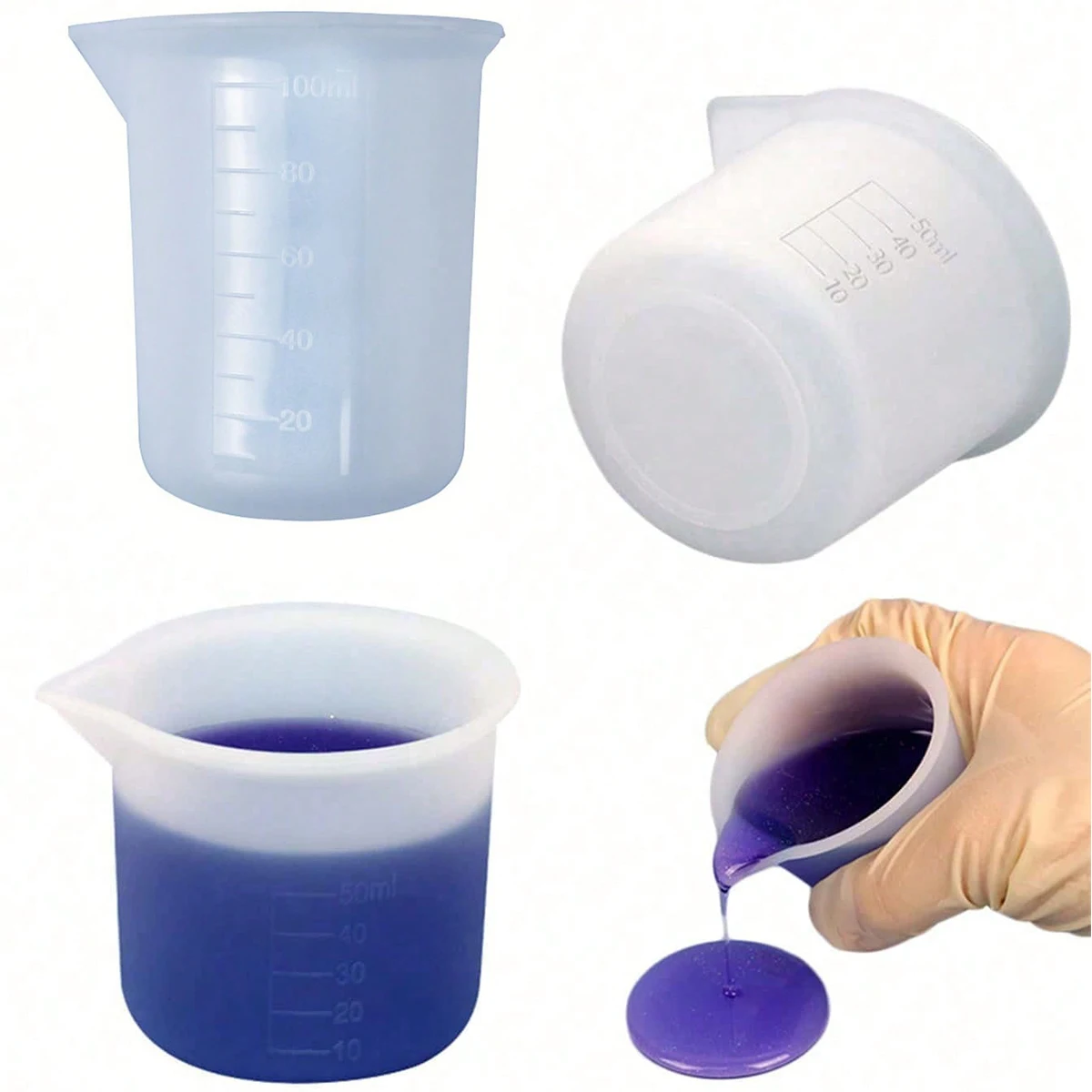 1 Pcs 50-100ml Graduated Dropper Measuring Cup Mold, Handmade Silicone Measuring Cup, Diy Jewelry Handmade Crafts Decoration ﻿