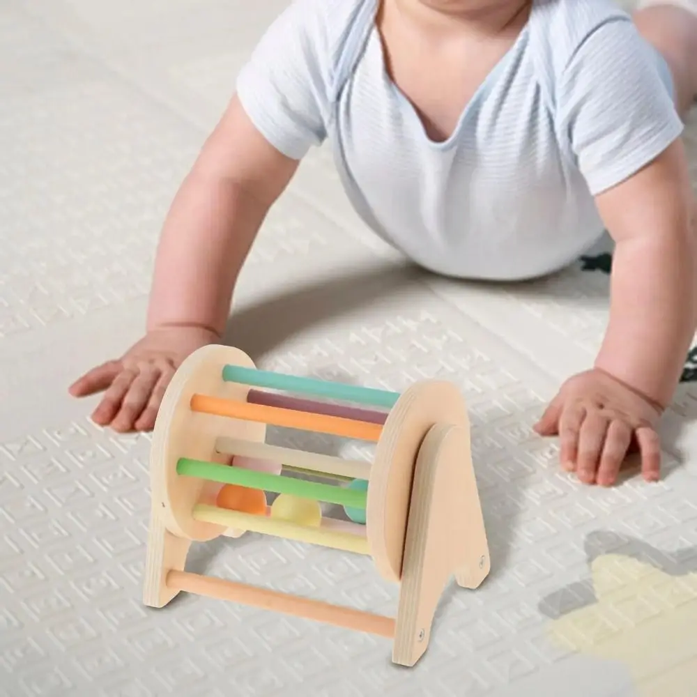 Houten regenboog draaiende trommel Montessori zintuiglijk speelgoed Bal Drop Kinderspeelgoed Kleurvorm Cognitie Interactieve bal Druk speelgoed