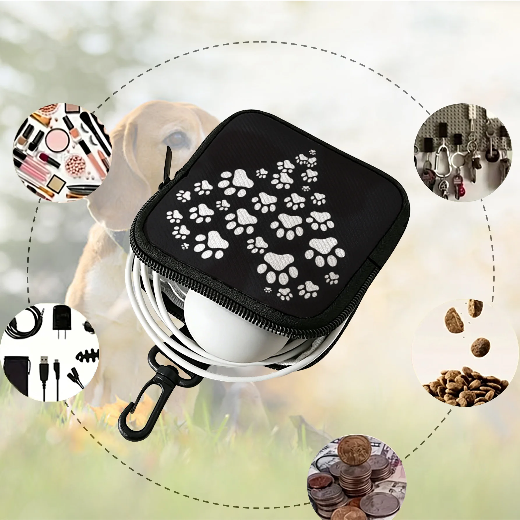 Heart Paw Print Dog Treat Bag Portable Pet Training Snack Pouch For Dog Walking view 4