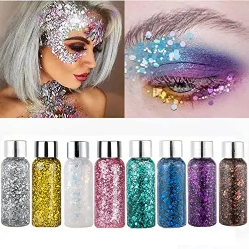 Holographic Mermaid Eye Glitter Nail Hair Body Face Glitter Gel Art Flash Heart Loose Sequins Cream Festival Glitter Decoration